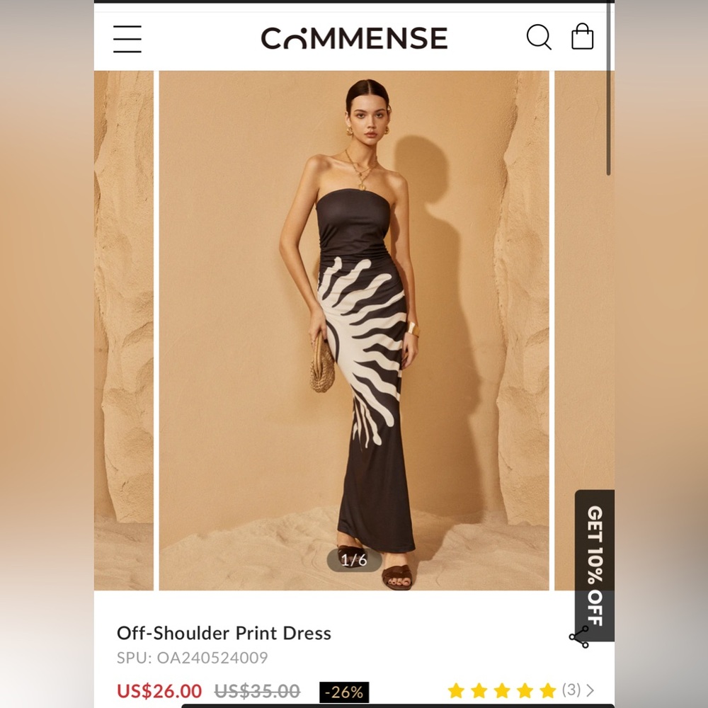 Commense - Off-Shoulder Sun Print Dress